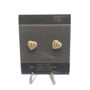 Trifari Gold-Tone Heart Pierced Earrings With Surgical Steel Posts